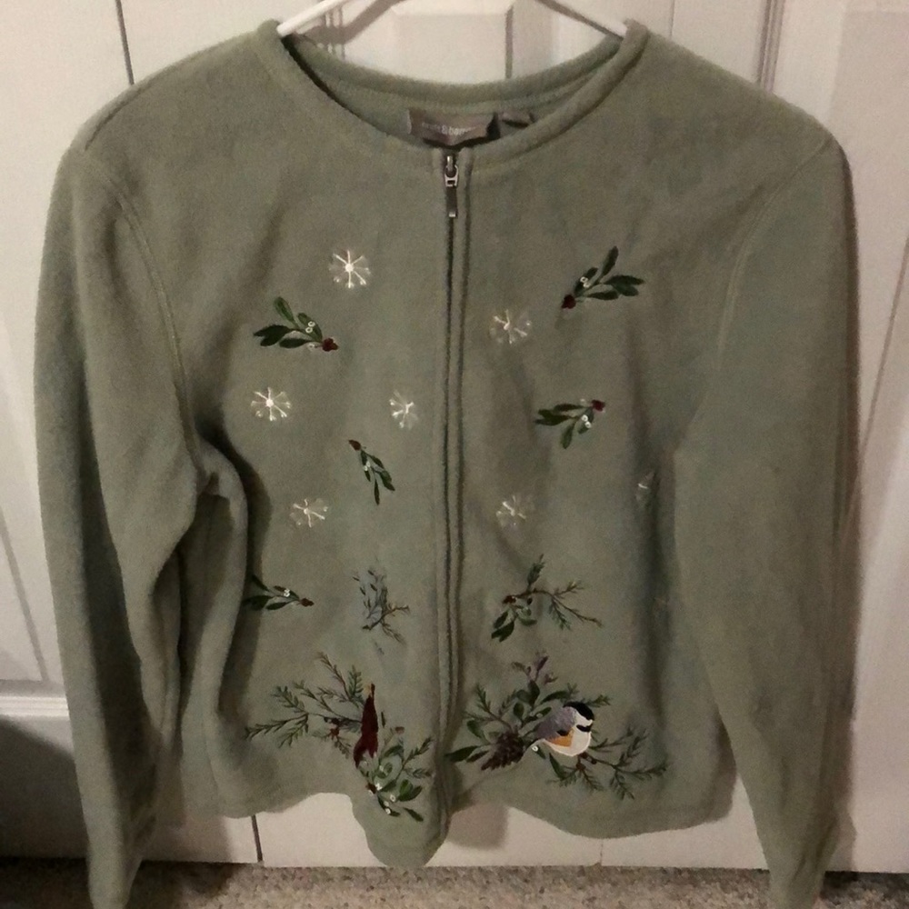 Embroidered Fleece zip up jacket